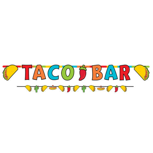 FIESTA TACO BAR CARDBOARD BANNERS SET 7.5 Feet Long NIS Packaging & Party Supply