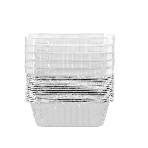 FOIL Baking Cup PLASTIC LID RECT 10.5x7.5 (15PK) NIS Packaging & Party Supply