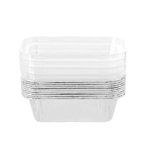 FOIL Baking Cup PLASTIC LID RECT 13.5x8.5cm (10PK) NIS Packaging & Party Supply