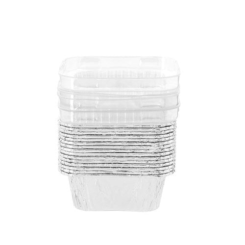 FOIL Baking Cup PLASTIC LID SQE 7.5 (15PK) NIS Packaging & Party Supply