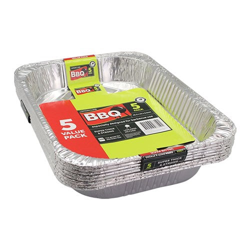 FOIL TRAY LARGE VALUE 5PK 45.5X34X6.5CM NIS Packaging & Party Supply