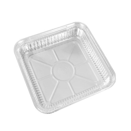 FOIL TRAY LGE W/ PLASTIC LID 22X22X4CM 4PK NIS Packaging & Party Supply