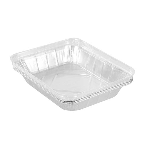 FOIL TRAY LGE W/ PLASTIC LID 31.5X25.5X5.5CM 3PK NIS Packaging & Party Supply