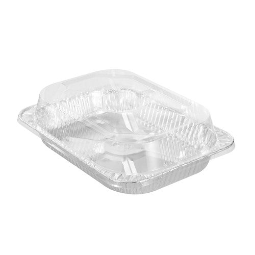 FOIL TRAY LGE W/ PLASTIC LID 45X35X6.4.CM 2PK NIS Packaging & Party Supply