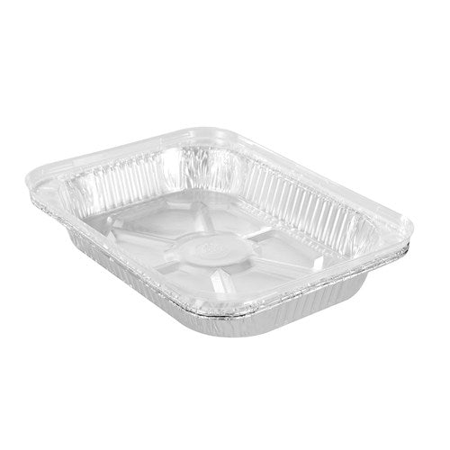 FOIL TRAY LGE W/ PLASTIC LID 45X35X6.4.CM 2PK NIS Packaging & Party Supply