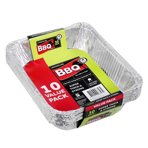 FOIL TRAY RECT 10PK PDQ 32X26.5X6CM SHELF READY PDQ NIS Packaging & Party Supply