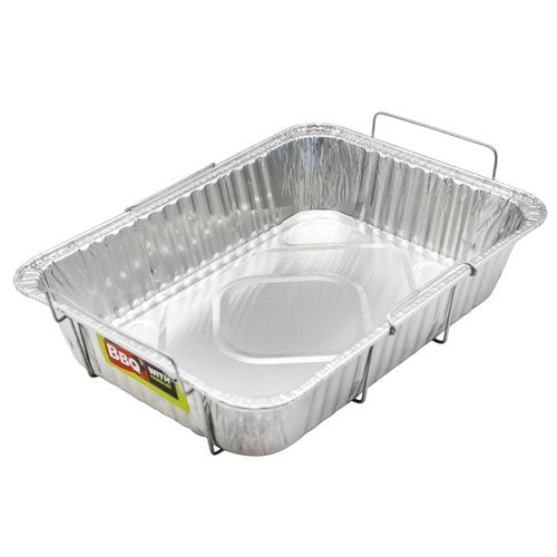 FOIL TRAY W/WIRE HANDLES 37x27x7CM SHELF READY PDQ NIS Packaging & Party Supply