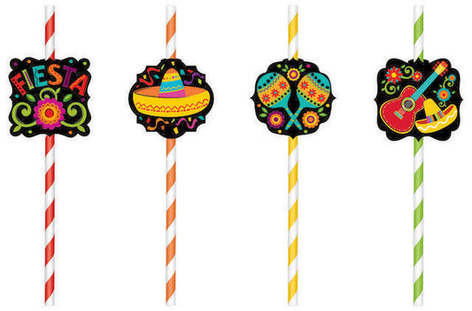 Fiesta Straws Paper w/Printed Add-Ons NIS Packaging & Party Supply