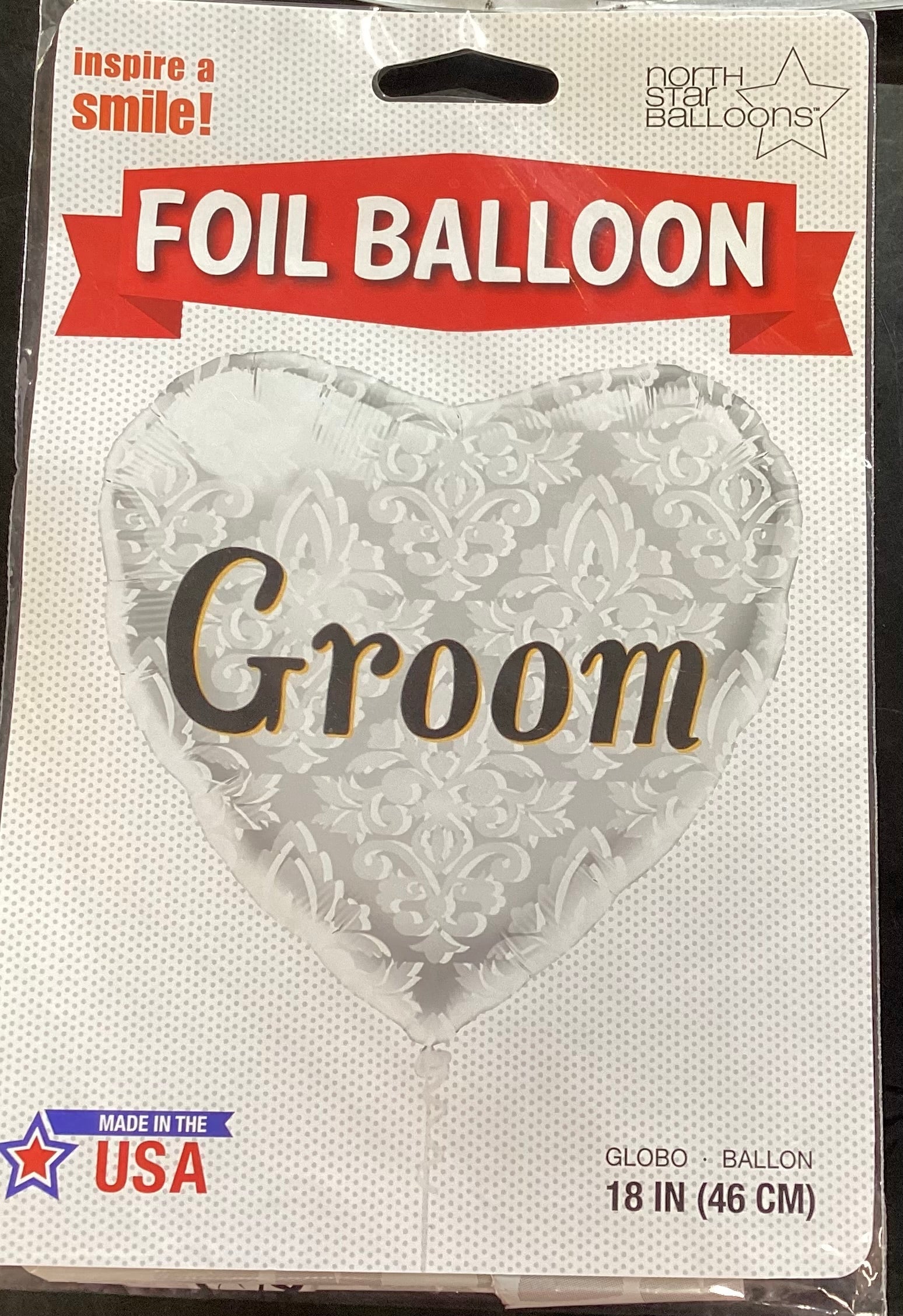 Foil Balloon Groom Heart Shape 45cm 1pc NIS Packaging & Party Supply