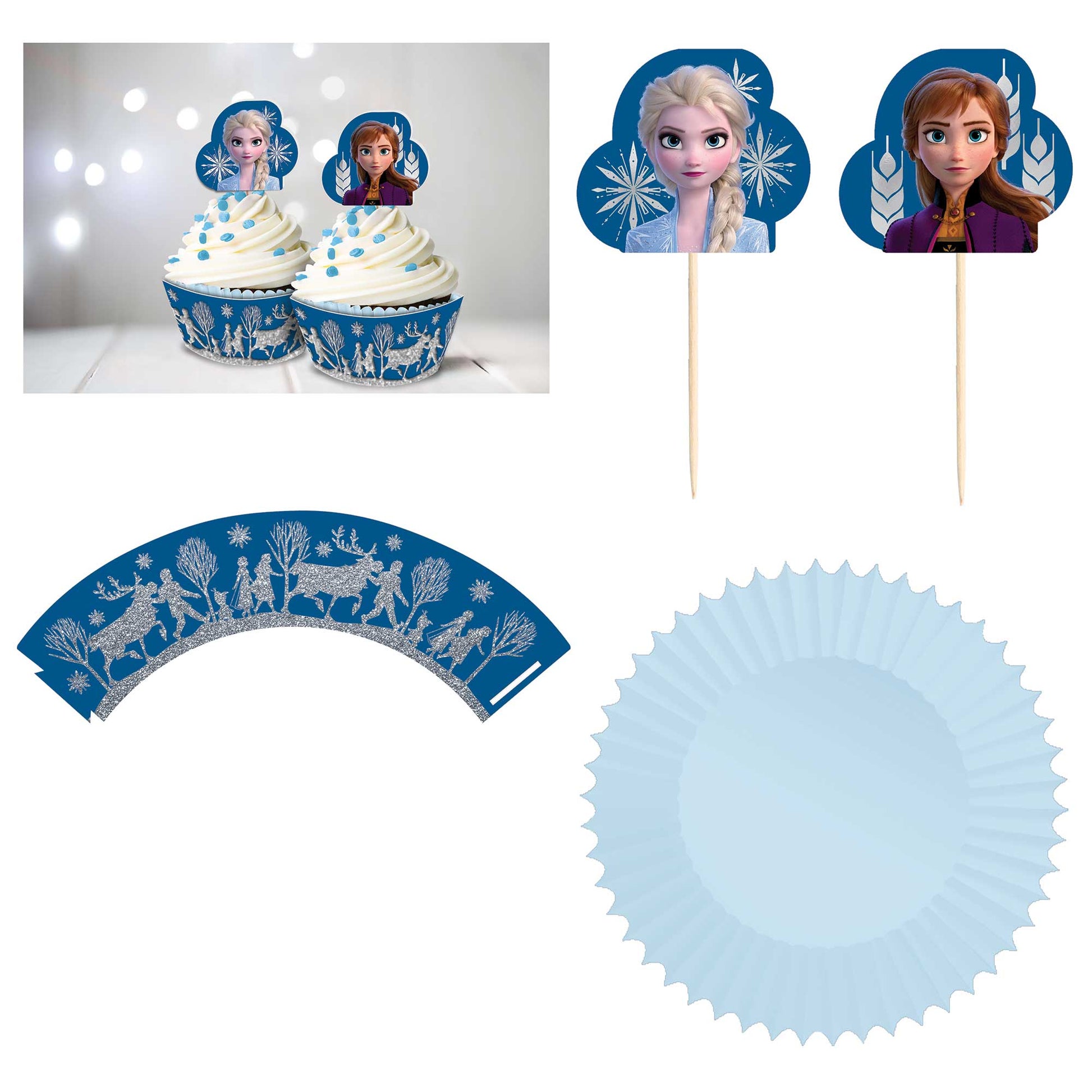 Frozen 2 Glitter Cupcake Kit NIS Packaging & Party Supply