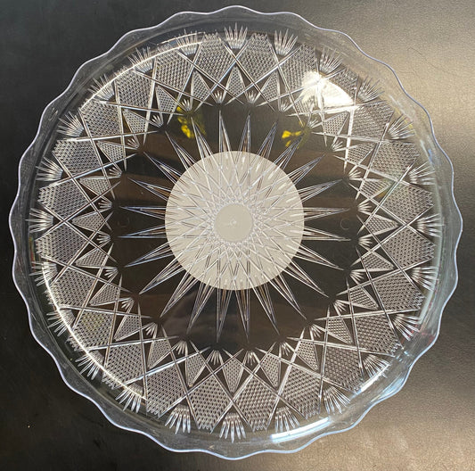 Clear Round Tray Diamond Design 365mm 1pc