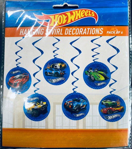 Hot Wheels Hanging Swirl Decorations 6pk