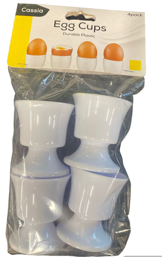 Egg Cups Durable Plastic 4pk White