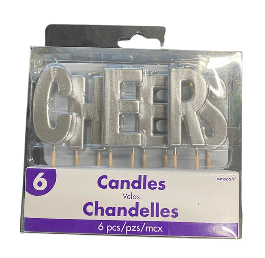 Silver CHEERS 6pcs Candle set