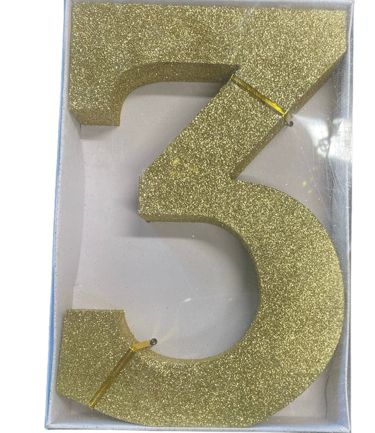 Gold Glitter Decorative Number 3