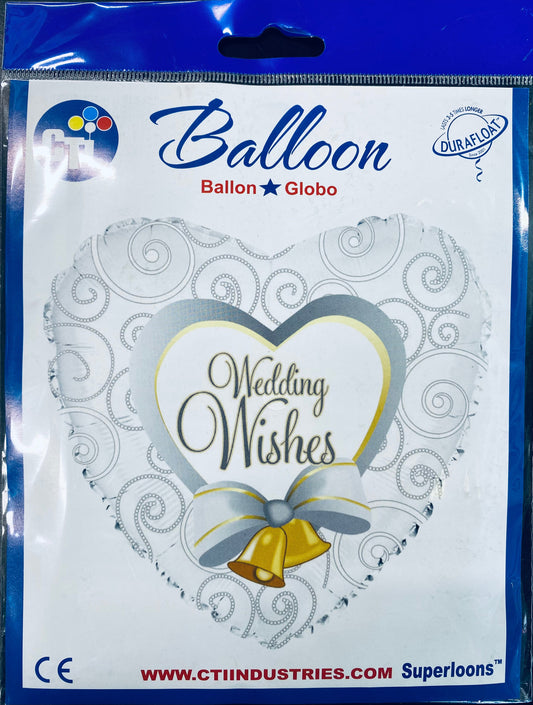 Wedding Wishes Gold Ring Bells Foil Balloon 45cm