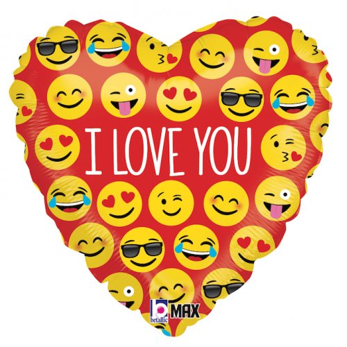 Emoji Love 18Inch Heart Foil Balloon 1pk