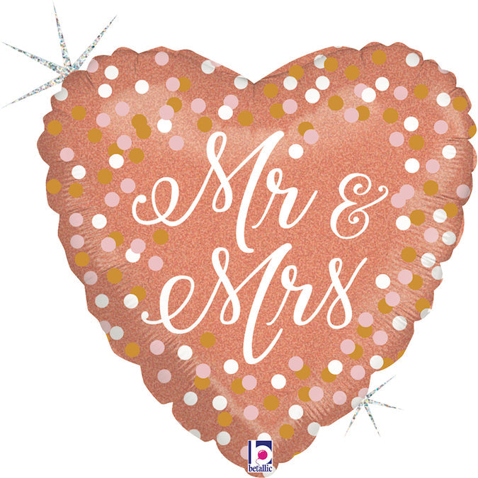 Rose Gold Mr & Mrs 18" Heart Shape Foil Balloon