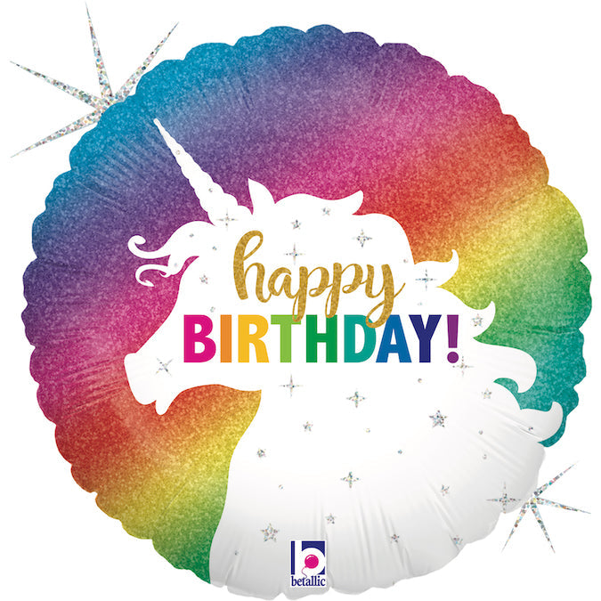 GLITTER UNICORN BDAY Foil Balloon 18" 45cm