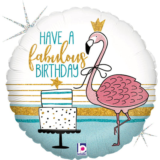 FABULOUS FLAMINGO BDAY Foil Balloon18"