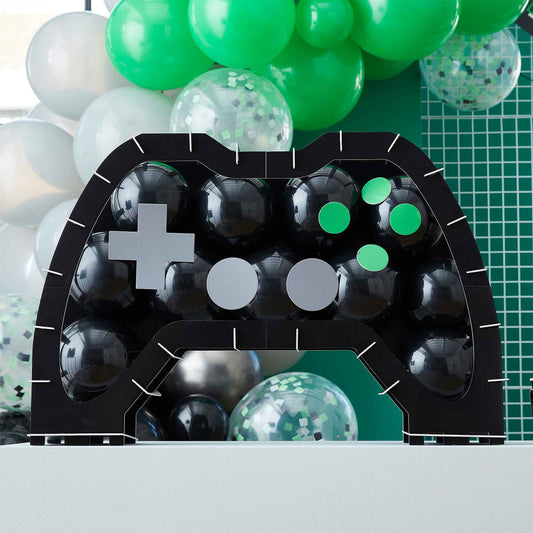 GAME Controller Shaped With Balloons & Customisable Buttons Black, Green & Grey NIS Packaging & Party Supply