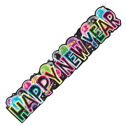 GIANT HAPPY NEW YEAR BANNER 1.36M (4.47') NIS Packaging & Party Supply