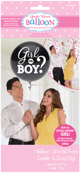 GIRL GENDER REVEAL HE OR SHE GIRL OR BOY? 60CM LATEX BALLOON NIS Packaging & Party Supply