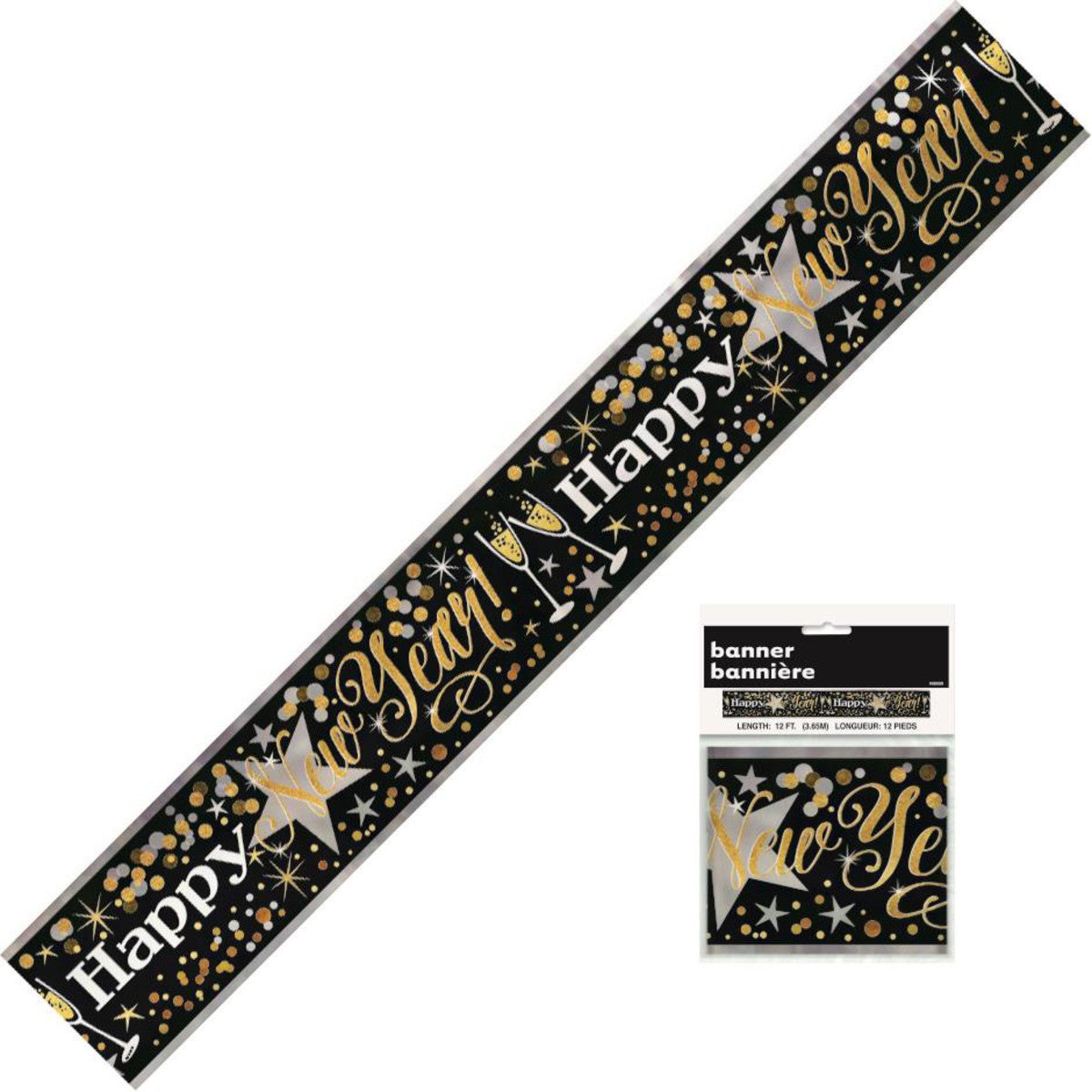 GLITTERING NEW YEAR FOIL BANNER NIS Packaging & Party Supply