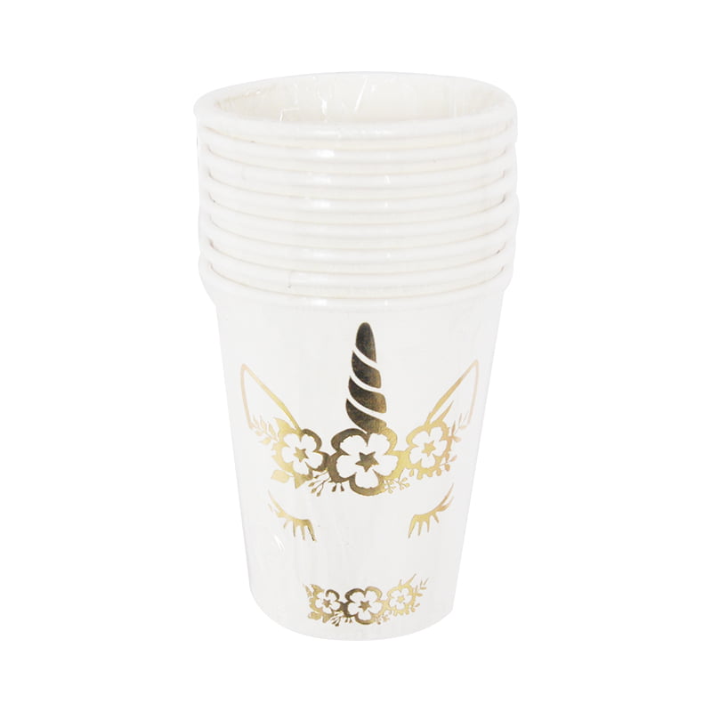 GOLD FOIL UNICORN PAPER CUPS 6PK NIS Traders