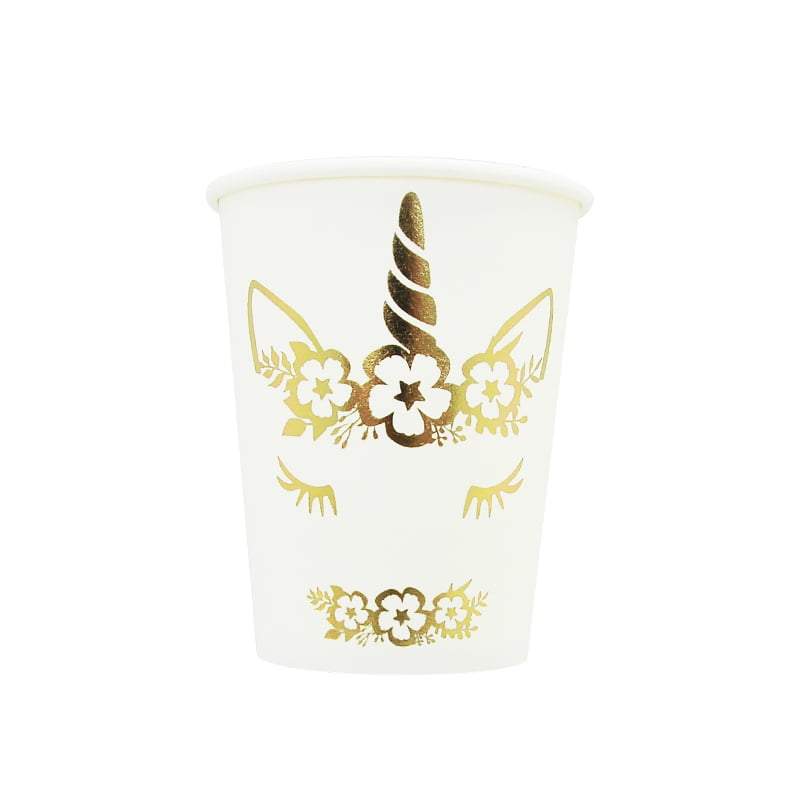 GOLD FOIL UNICORN PAPER CUPS 6PK NIS Traders