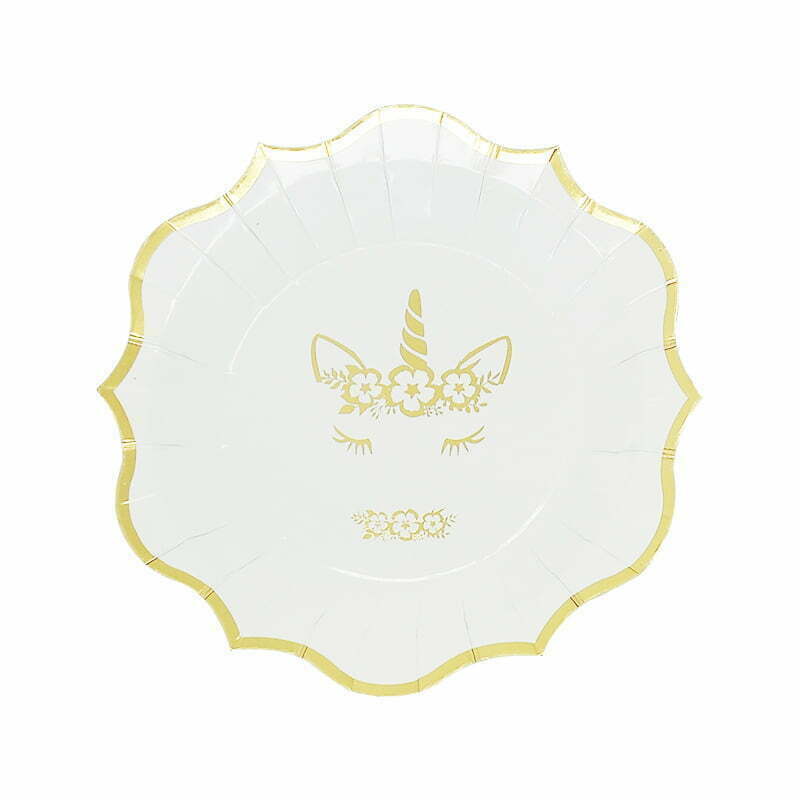 GOLD FOIL UNICORN PAPER PLATES 6 PK NIS Traders