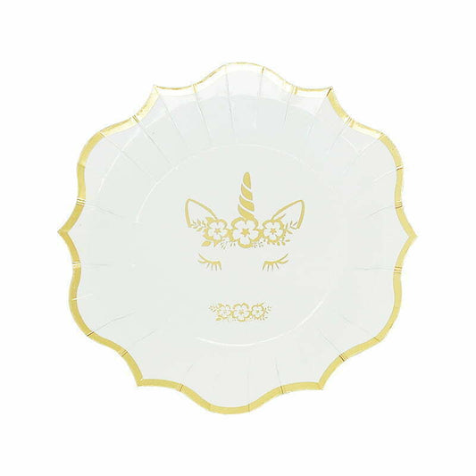 GOLD FOIL UNICORN PAPER PLATES 6 PK NIS Traders