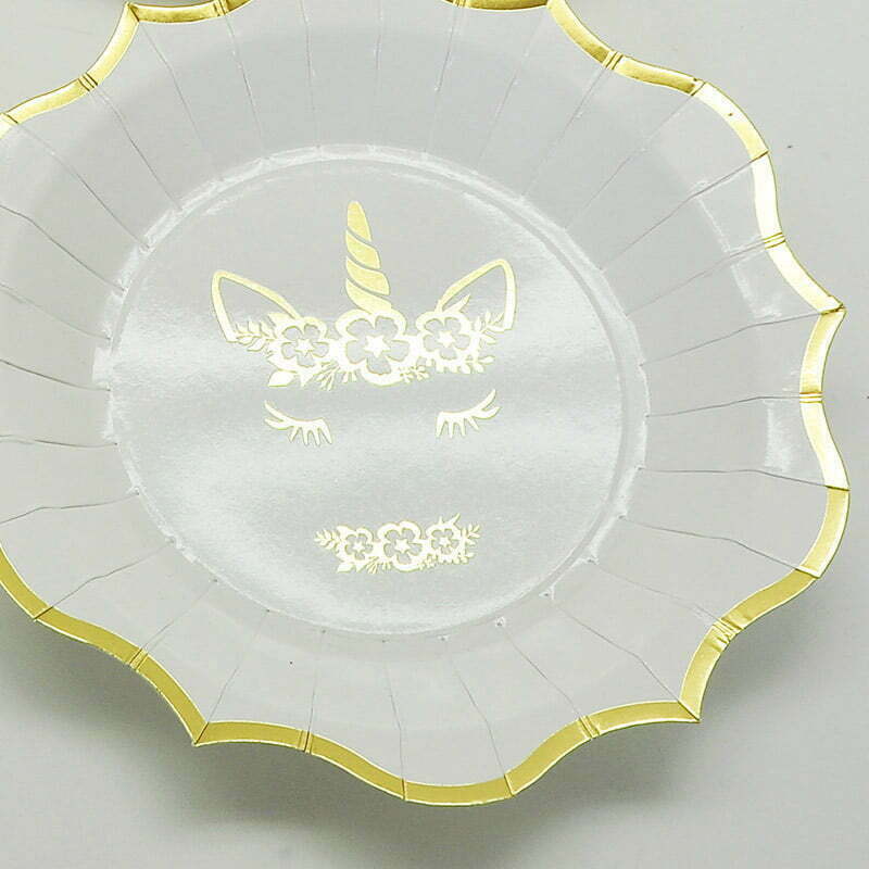 GOLD FOIL UNICORN PAPER PLATES 6 PK NIS Traders