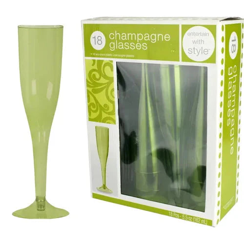 GREEN PLASTIC CHAMPAGNE GLASSES 18pk NIS Traders