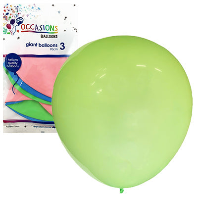 Buy Giant Balloons 90cm assorted colours 3pk at NIS Packaging & Party Supply Brisbane, Logan, Gold Coast, Sydney, Melbourne, Australia