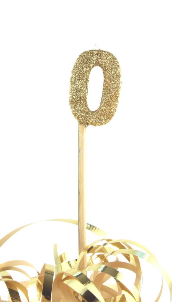 Buy Gold Candle Glitter Number 0 at NIS Packaging & Party Supply Brisbane, Logan, Gold Coast, Sydney, Melbourne, Australia