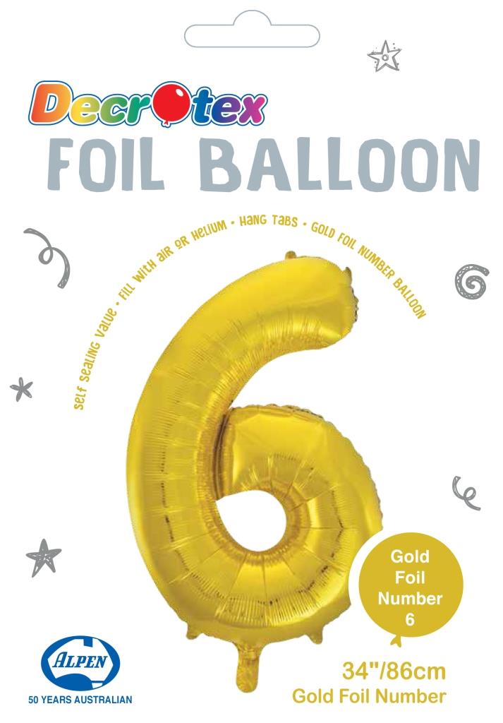 Buy Gold Foil Balloon Number #6 (34inch) at NIS Packaging & Party Supply Brisbane, Logan, Gold Coast, Sydney, Melbourne, Australia