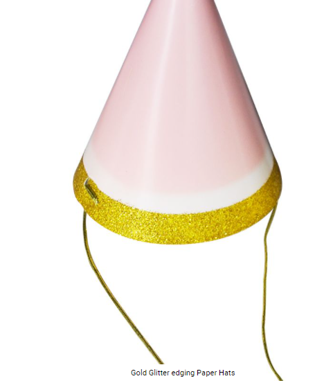 Buy Gold Glitter Edging Paper hats at NIS Packaging & Party Supply Brisbane, Logan, Gold Coast, Sydney, Melbourne, Australia