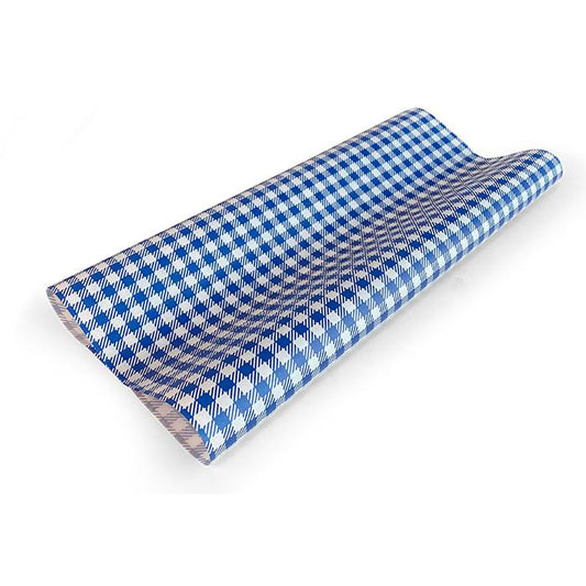 Greaseproof Paper Gingham Blue Large 400 X 330mm – 200/ream NIS Traders