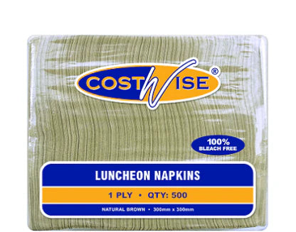 Costwise® 1-Ply Luncheon Paper Napkins (Quarter Fold Brown) 500PK