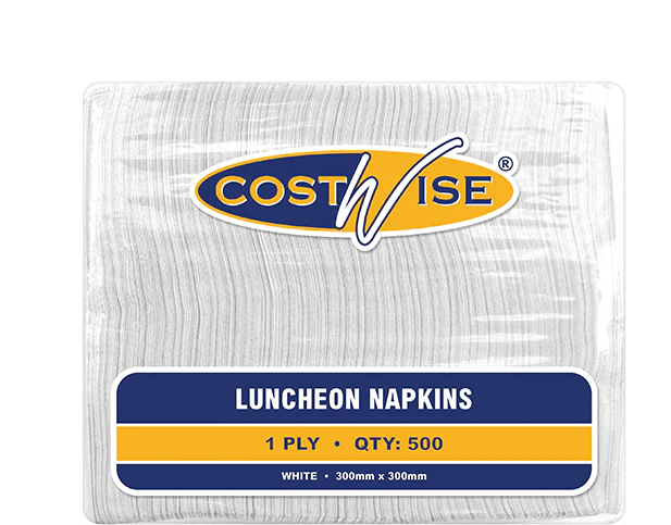 Costwise® 1-Ply Luncheon Paper Napkins (Quarter Fold White) 500pk