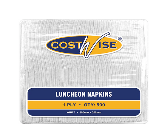 Costwise® 1-Ply Luncheon Paper Napkins (Quarter Fold White) 500pk