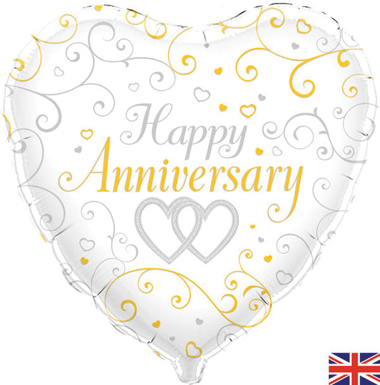 Buy Happy Anniversary Linked Hearts Shaped Foil Balloon at NIS Packaging & Party Supply Brisbane, Logan, Gold Coast, Sydney, Melbourne, Australia