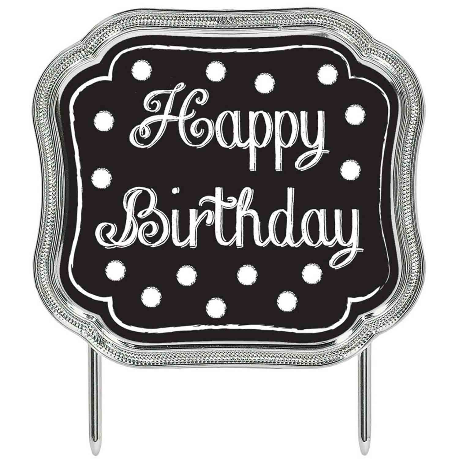 Happy Birthday Cake Topper - Black Plastic NIS Traders