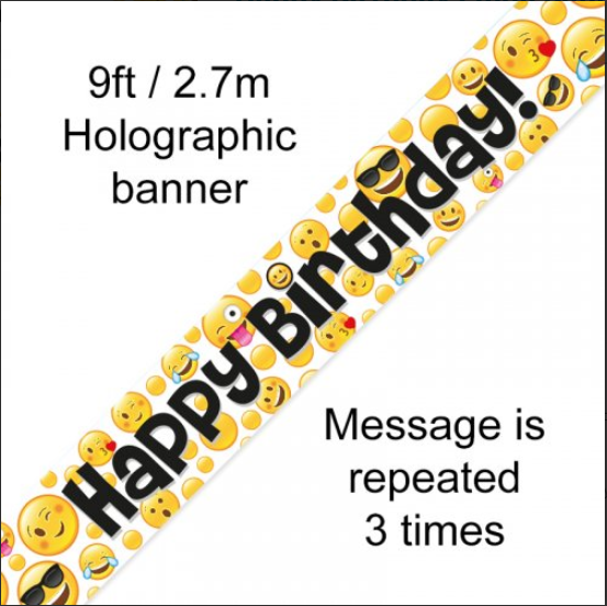 Buy Happy Birthday EMOJI Banner 2.7m 1pc at NIS Packaging & Party Supply Brisbane, Logan, Gold Coast, Sydney, Melbourne, Australia