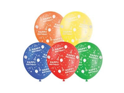 Happy Birthday Printed 30cm Latex Balloons 10PK Assorted Colours NIS Traders