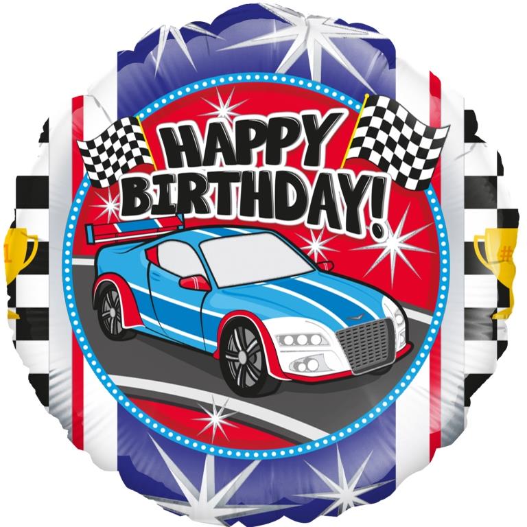 Buy Happy Birthday Sports Car Round Foil Balloon at NIS Packaging & Party Supply Brisbane, Logan, Gold Coast, Sydney, Melbourne, Australia