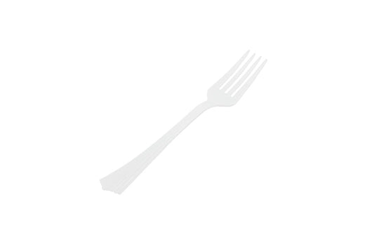 White Heavy Duty Reusable Plastic Fork 40pk (178mm)