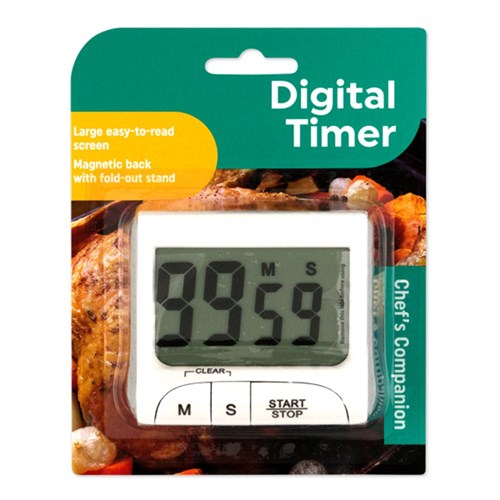 Kitchen Timer White Digital w Magnet and Stand NIS Traders