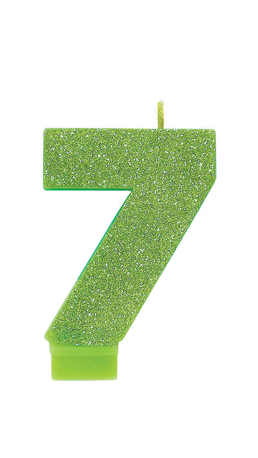 Kiwi Glitter Candle Number #7 NIS Traders